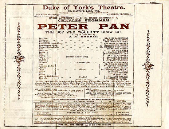 Original program for the 1904 production of "Peter Pan" (Source: Wikimedia Commons)