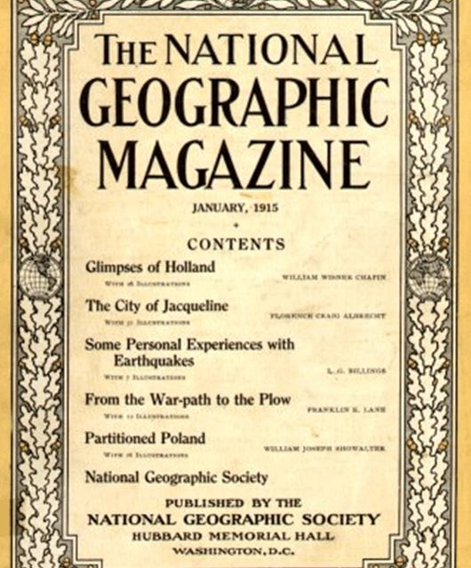 1915 Cover of National Geographic Magazine (Source: Wikimedia Commons)