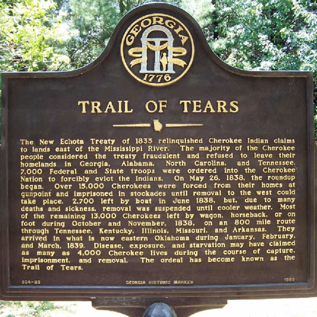 Trail of Tears Sign (Source: Channelview Independent School District)