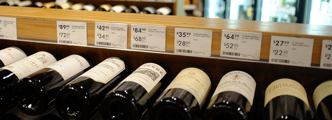 Row of Wine with Prices