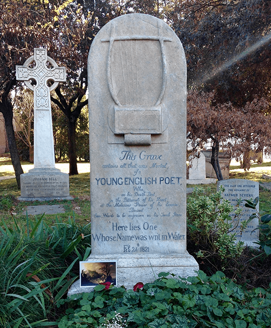 John Keats' tombstone in the Protestant Cemetery in Rome (Source: Katie Rosengarten)