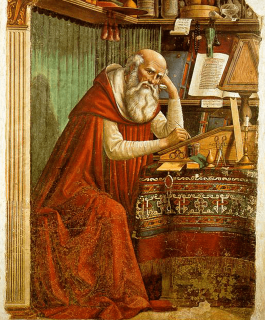 1480 Fresco titled "Saint Jerome in his Study" by Domenico Ghirlandaio (Source: Wikimedia Commons)