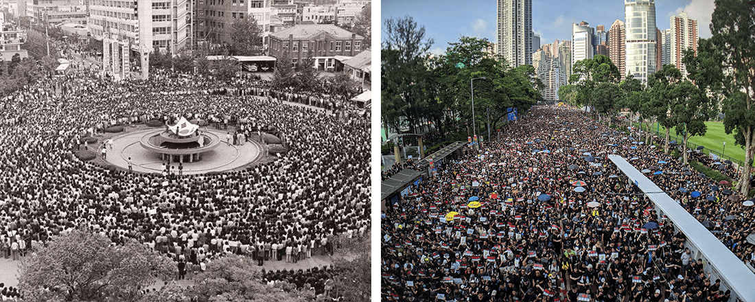 Gwangju Protestors Juxtaposed with HK Protestors (Source: Asia Society // Studio Incendo/Flickr)