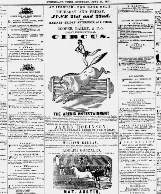 Ad for Bailey and Cooper's Great International Circus in Australia (Source: Wikimedia Commons)