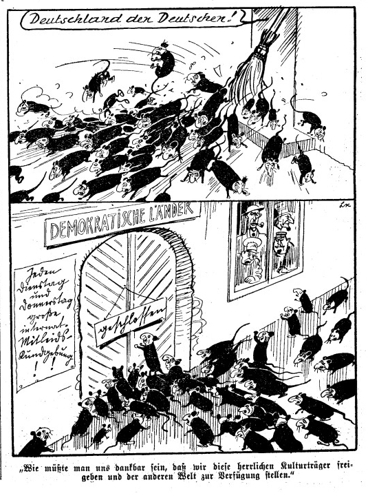 Racist cartoon from 1939 issue of Das Kleine Blatt (Source: Huffington Post)